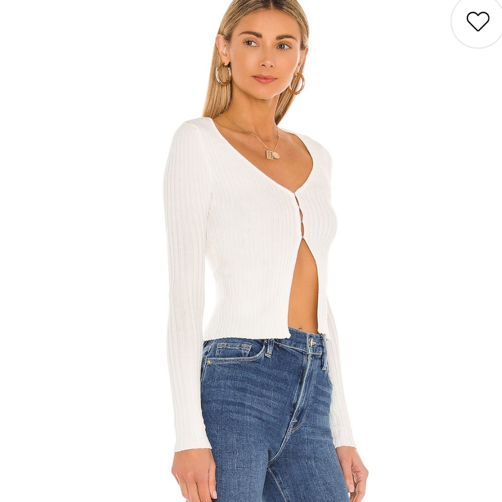 Superdown Sierra White Knit Ribbed Button-Up Top NWT - Picture 2 of 9
